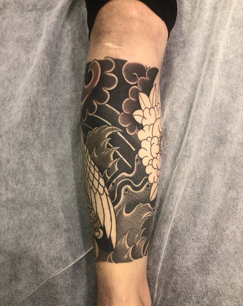 鹤纹身图片_老传统纹身图案