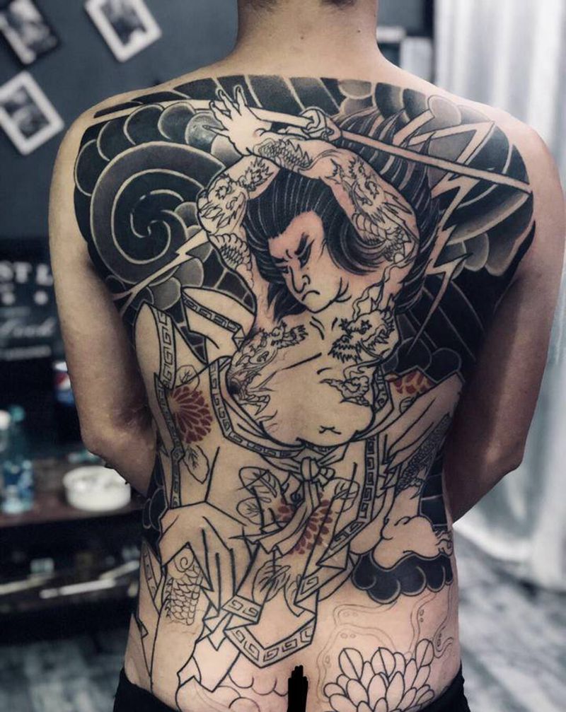 背景纹身图片_老传统纹身图案