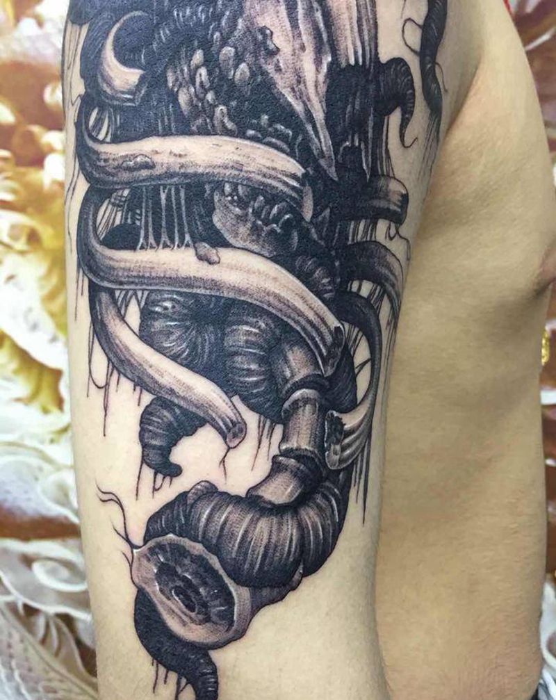 羊头纹身图片_手臂欧美写实纹身图案