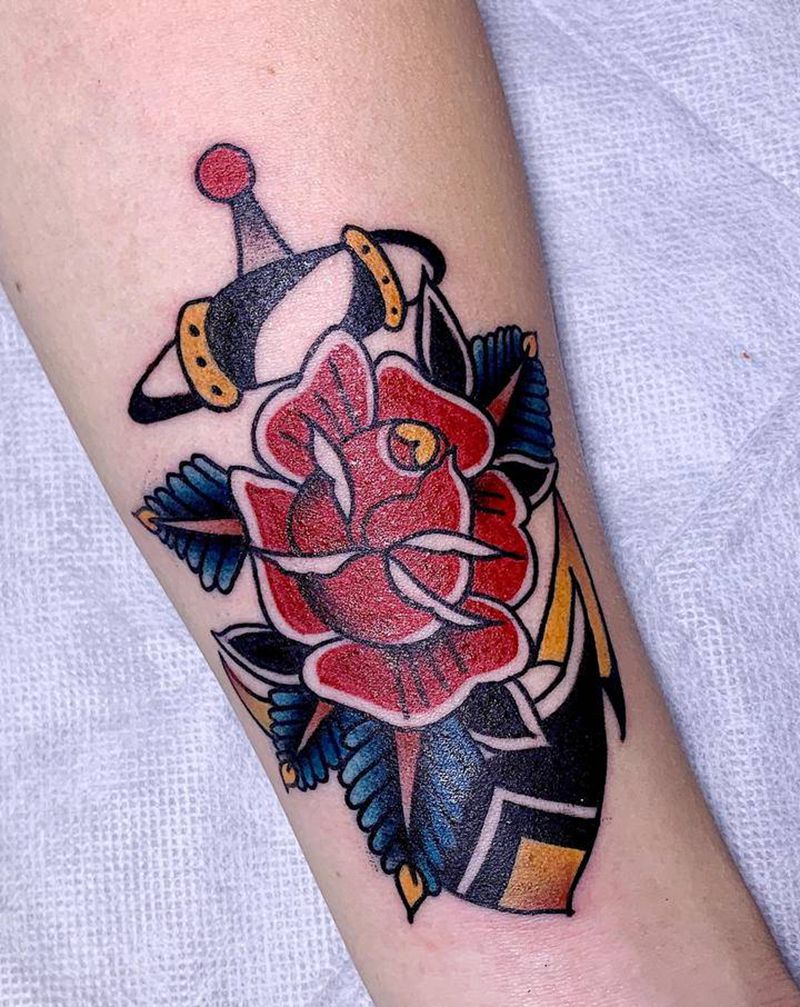 美式船锚纹身图片_手部Old School纹身图案