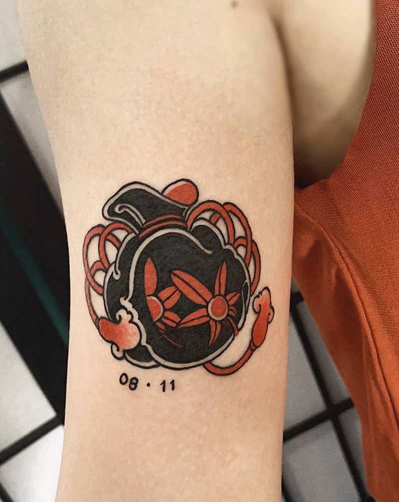 日式钱袋纹身图片_手臂日式纹身图案