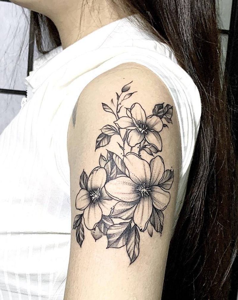 素花纹身纹身图片_手臂点刺纹身图案