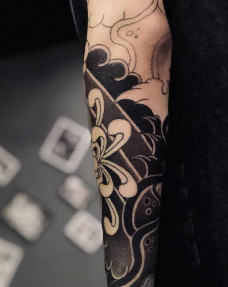 圆五纹身图片_老传统纹身图案