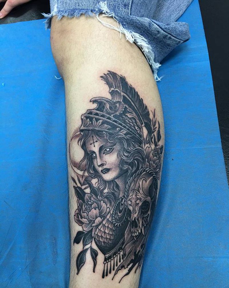 欧美妞纹身图片_腿部纹身图案