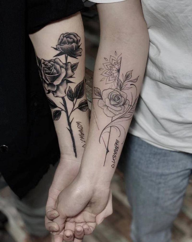 情侣纹身纹身图片_手臂几何点刺纹身图案