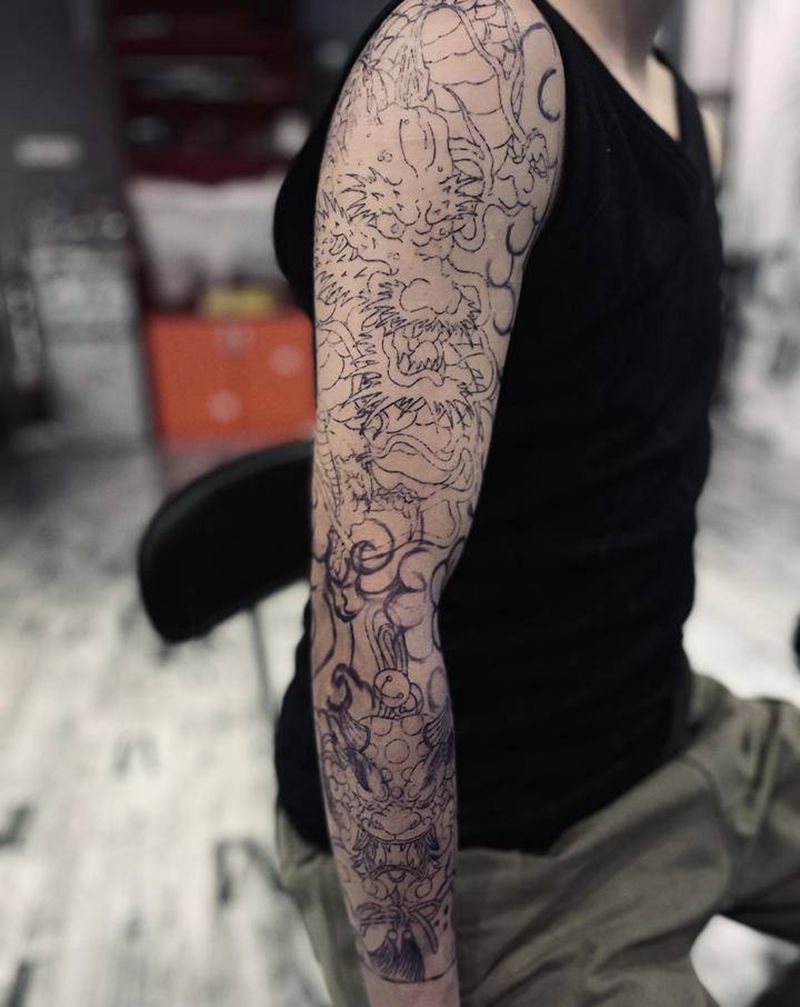 龙纹身图片_老传统纹身图案