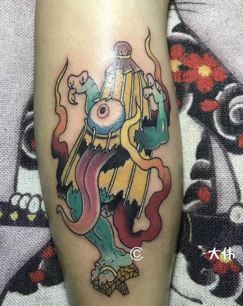 2018.9.4作品 欧美纹身纹身图片_腿部Old SchoolNew School纹身图案