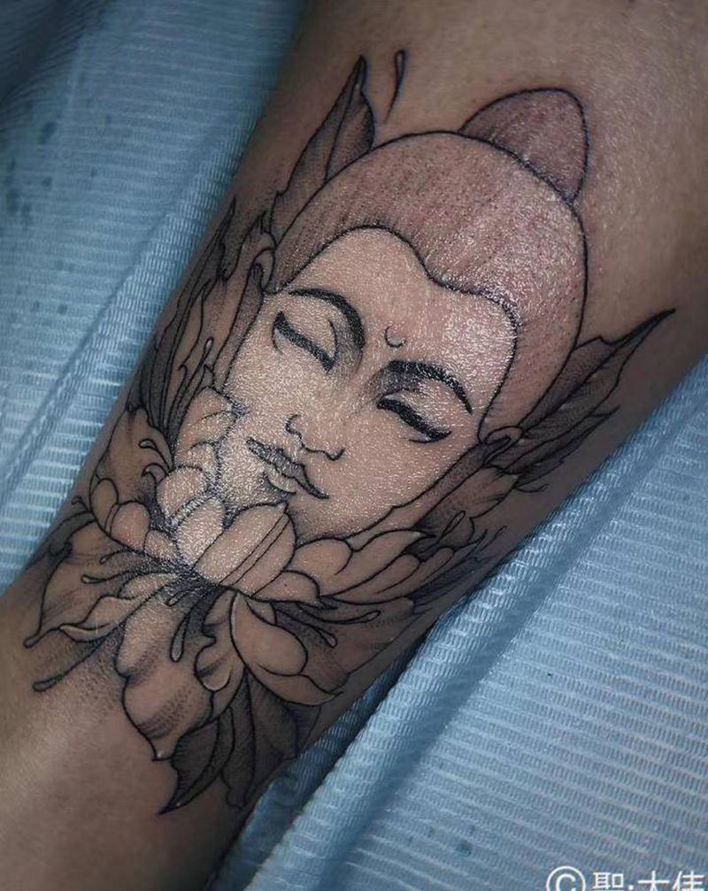 佛纹身2019.3.6纹身图片_腿部新传统纹身图案