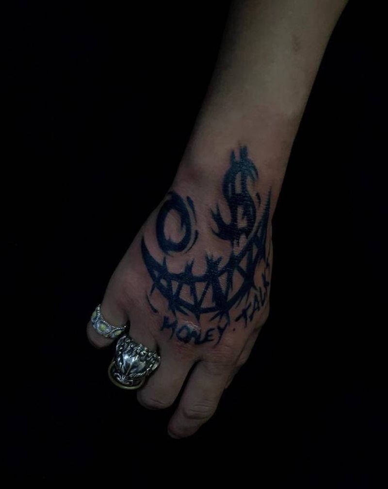 手背.笑脸纹身纹身图片_手臂手部图腾笑脸纹身图案