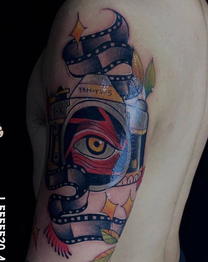 相机纹身图片_手臂Old SchoolNew School纹身图案