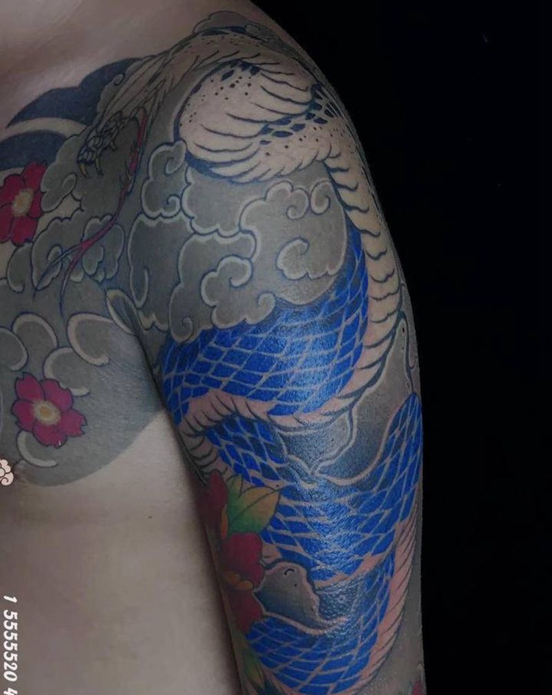 老传统半甲纹身图片_手臂老传统纹身图案