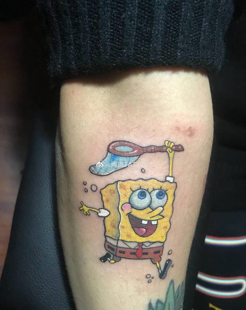 海绵宝宝纹身图片_手臂New SchoolOld School纹身图案