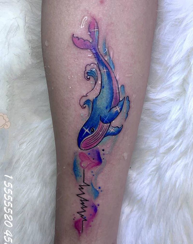鲸鱼纹身纹身图片_水彩纹身图案