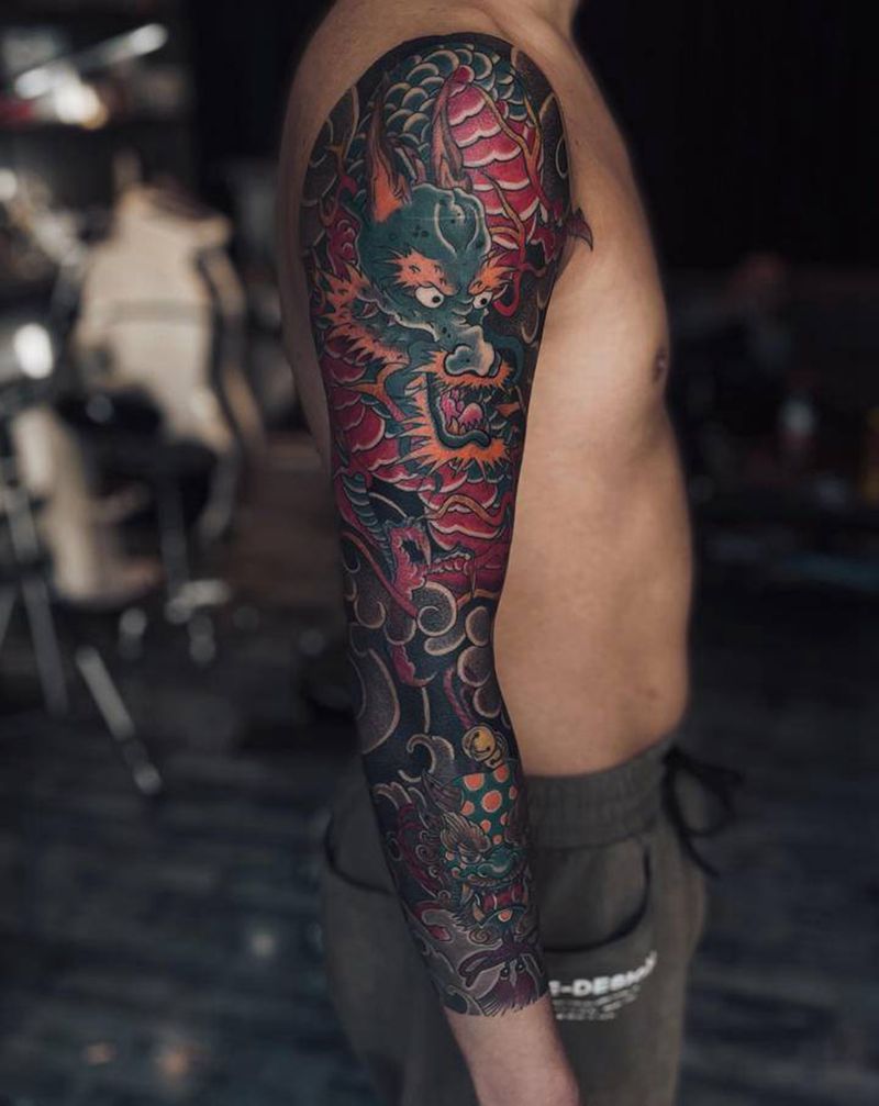 龙纹身图片_老传统纹身图案
