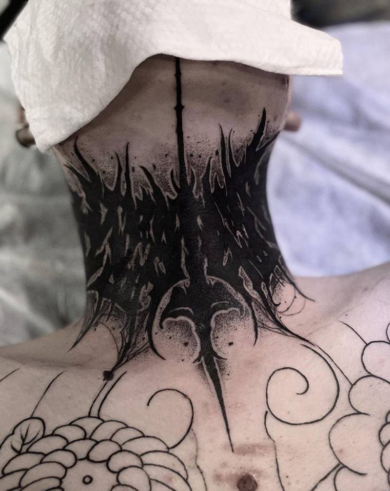 暗黑花体纹身图片_点刺纹身图案