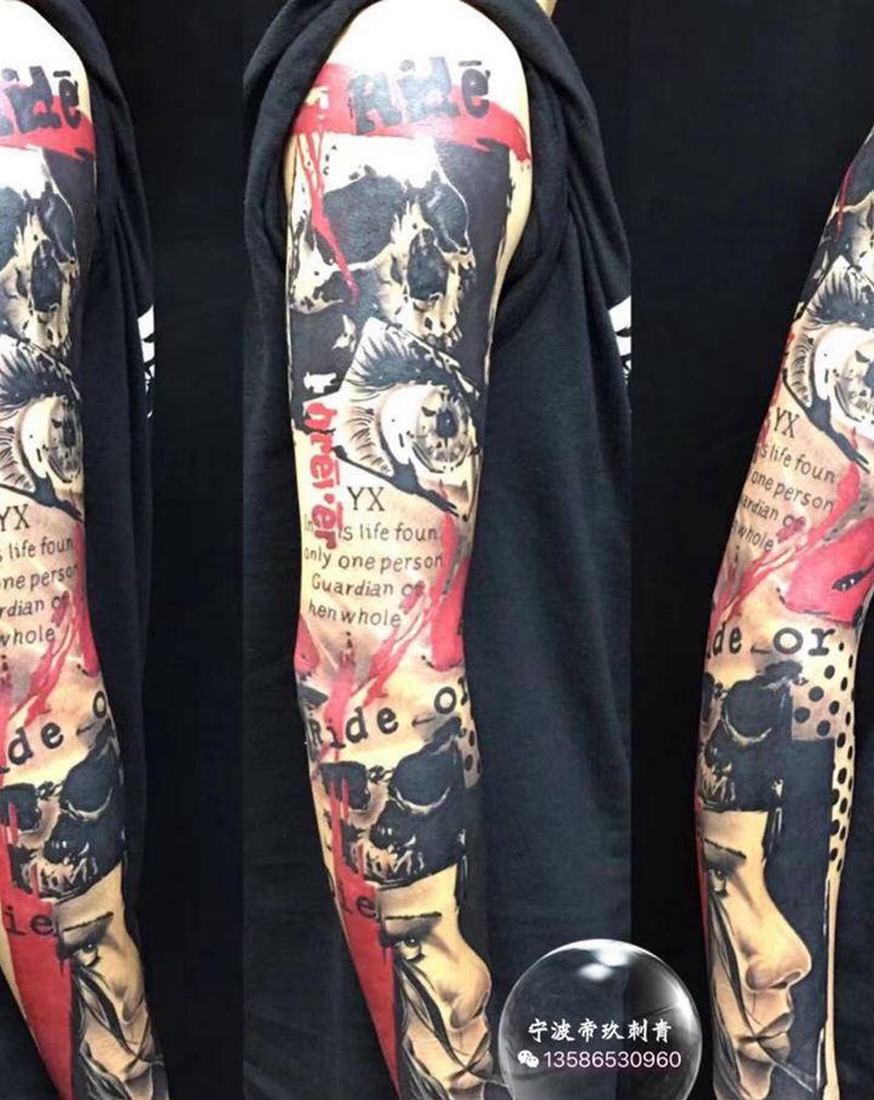 涂鸦花臂纹身图片_手臂纹身图案