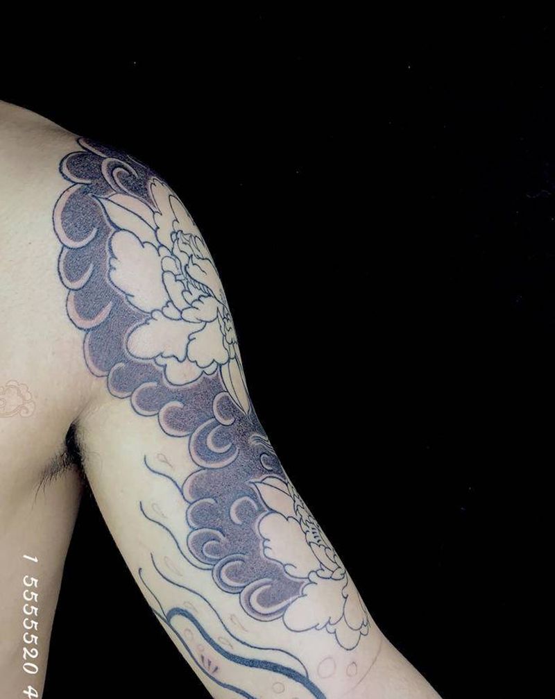 唐狮 老传统 日式纹身图片_手臂纹身图案