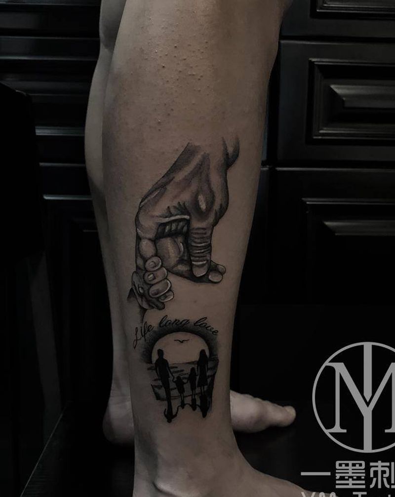 温馨纹身图片_腿部纹身图案