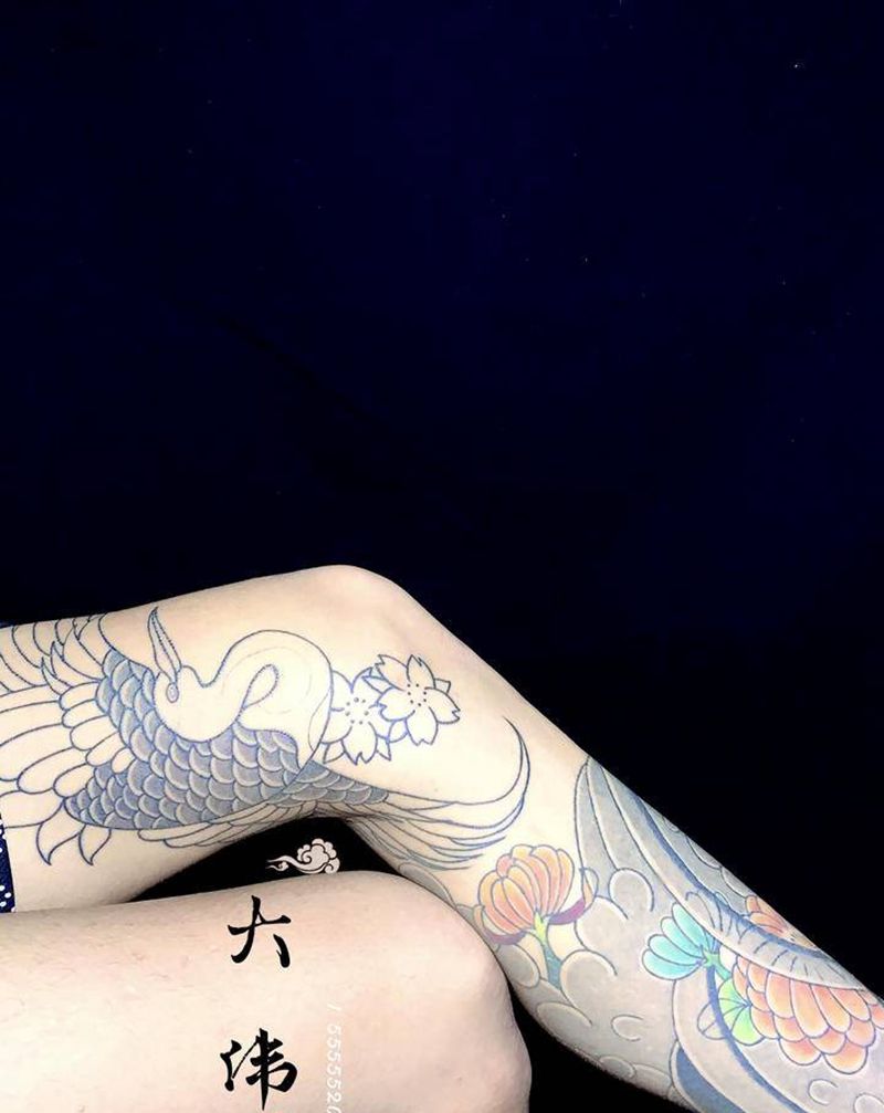 花腿 老传统 日式 腿纹身纹身图片_腿部纹身图案