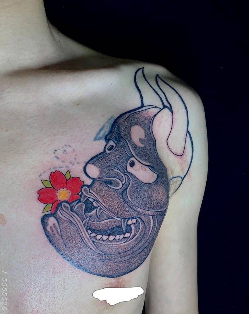 般若 胸口纹身纹身图片_胸部纹身图案