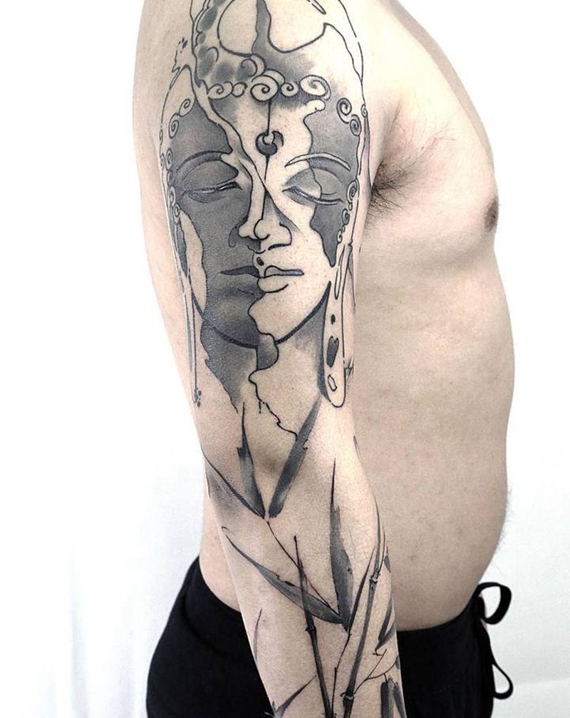 中国风纹身图片_手部手臂水墨纹身图案