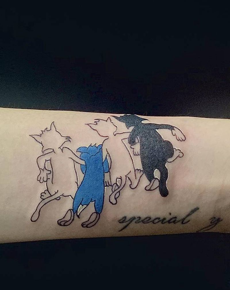 猫和老鼠纹身图片_手臂New School卡通猫和老鼠汤姆纹身图案