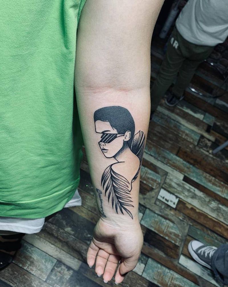 欧美人头纹身图片_手臂几何纹身图案