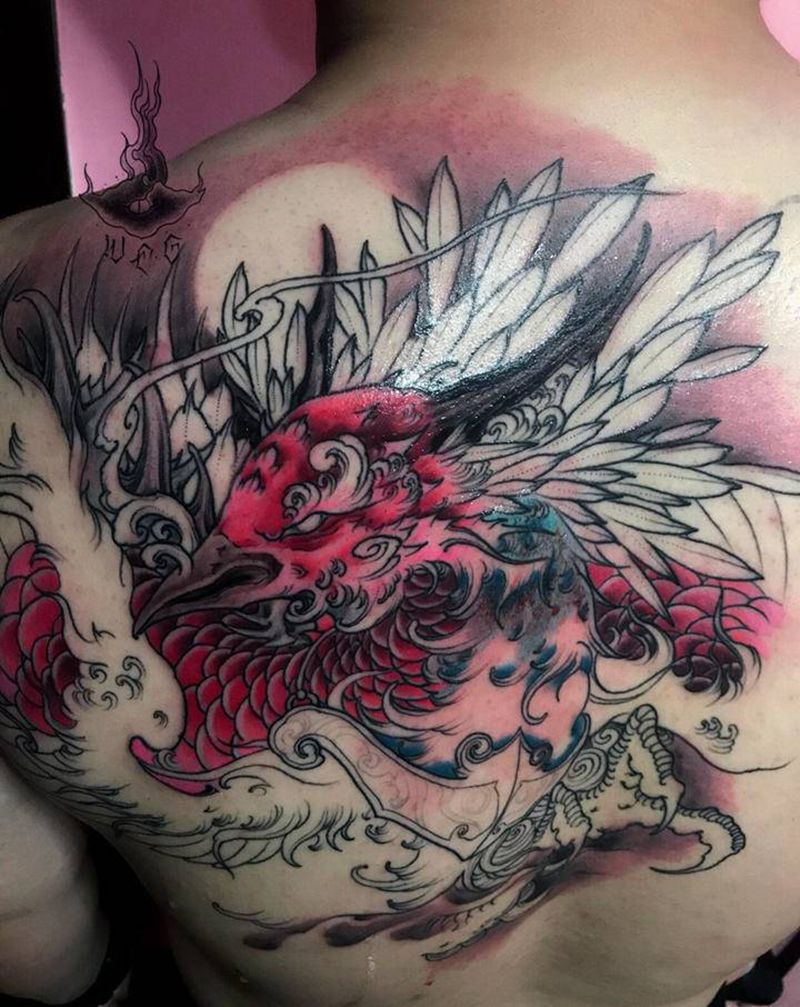 凤凰纹身图片_背部纹身图案