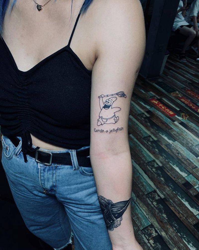 派大星纹身图片_手臂几何纹身图案