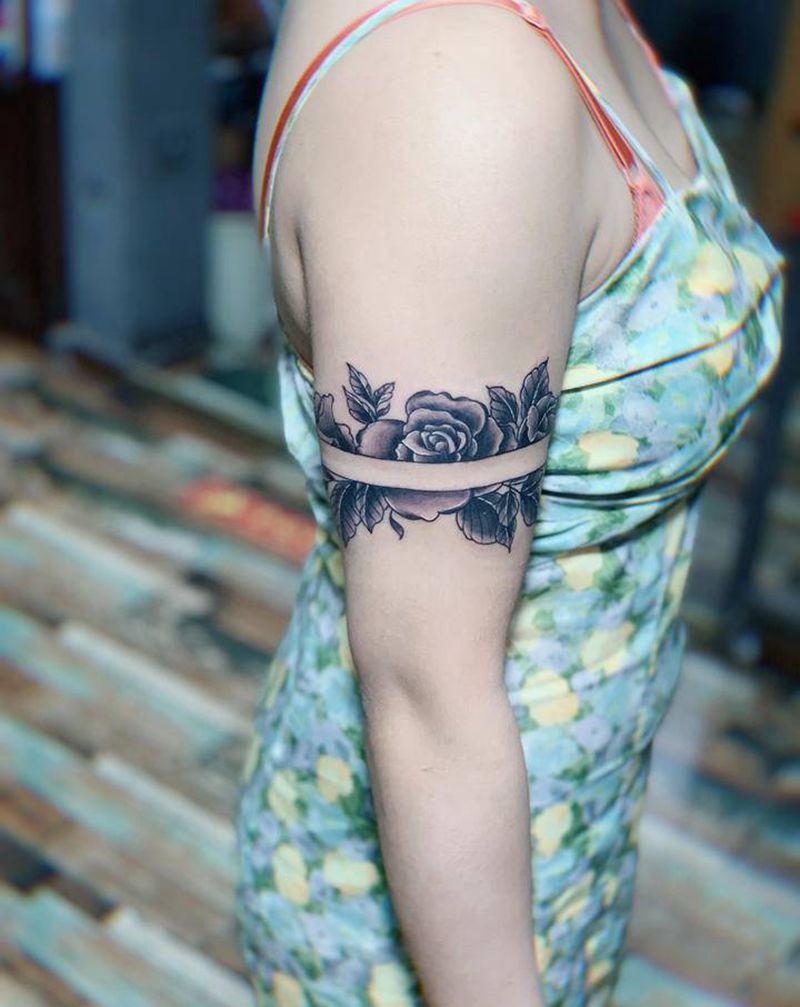 臂环纹身，素花纹身图片_手臂新传统几何纹身图案