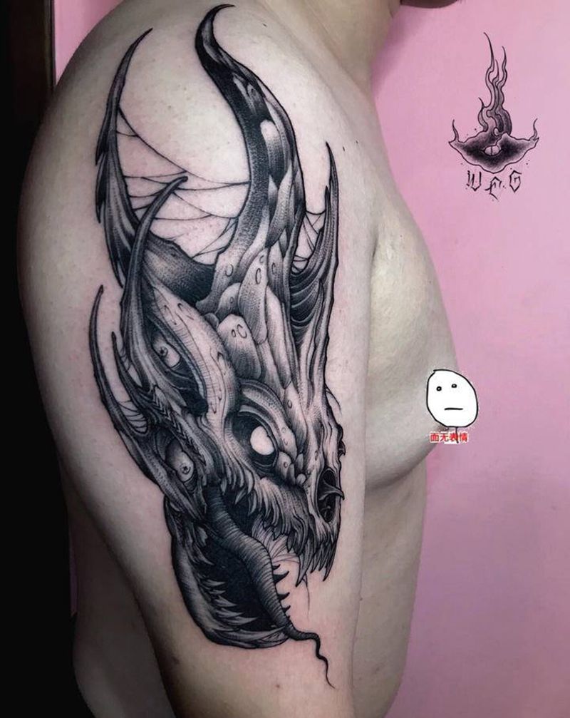 龙骨纹身图片_腿部纹身图案