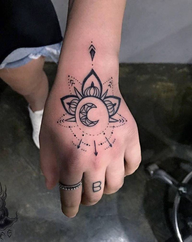 曼陀罗纹身图片_手部纹身图案