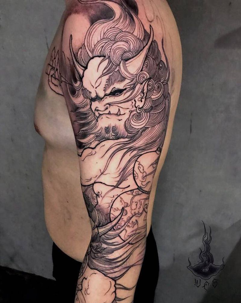 恶鬼斗纹身图片_手部纹身图案