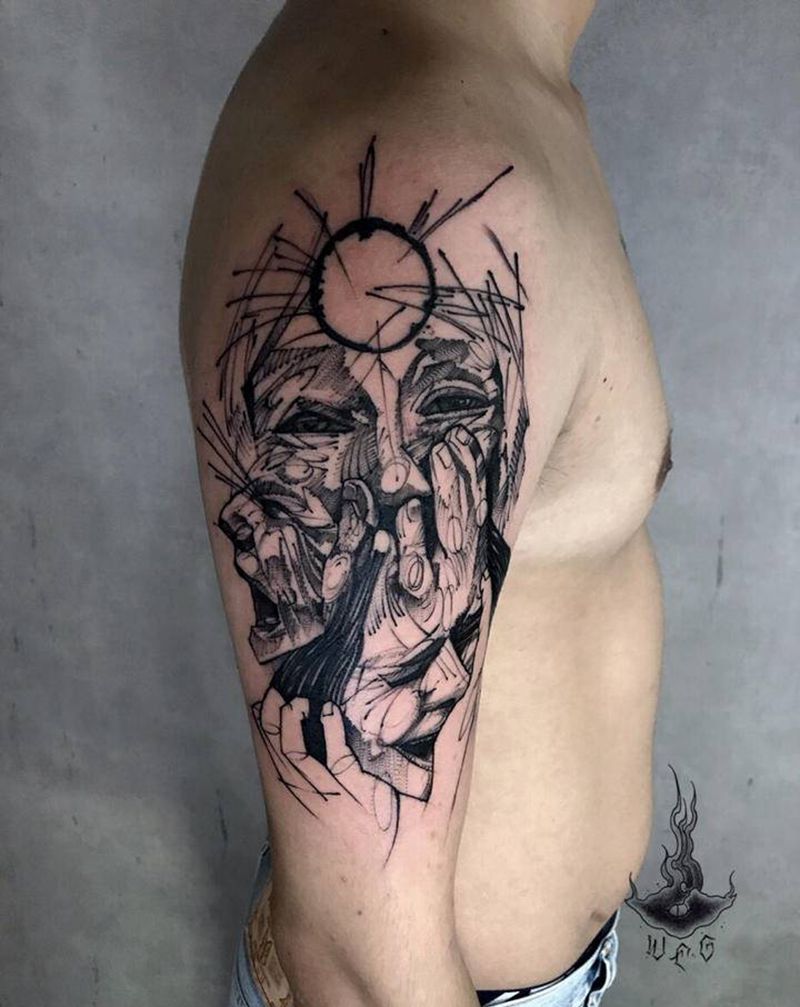 速写纹身图片_手部纹身图案