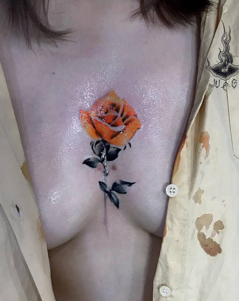 水墨纹身图片_胸部纹身图案