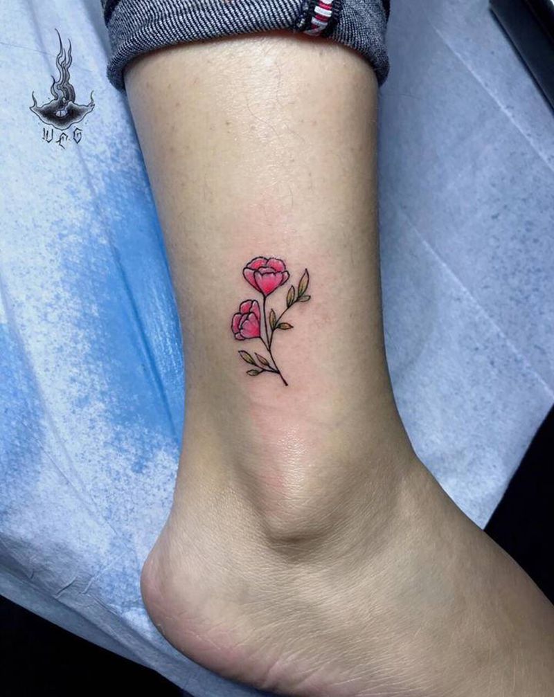 小花纹身图片_腿部纹身图案