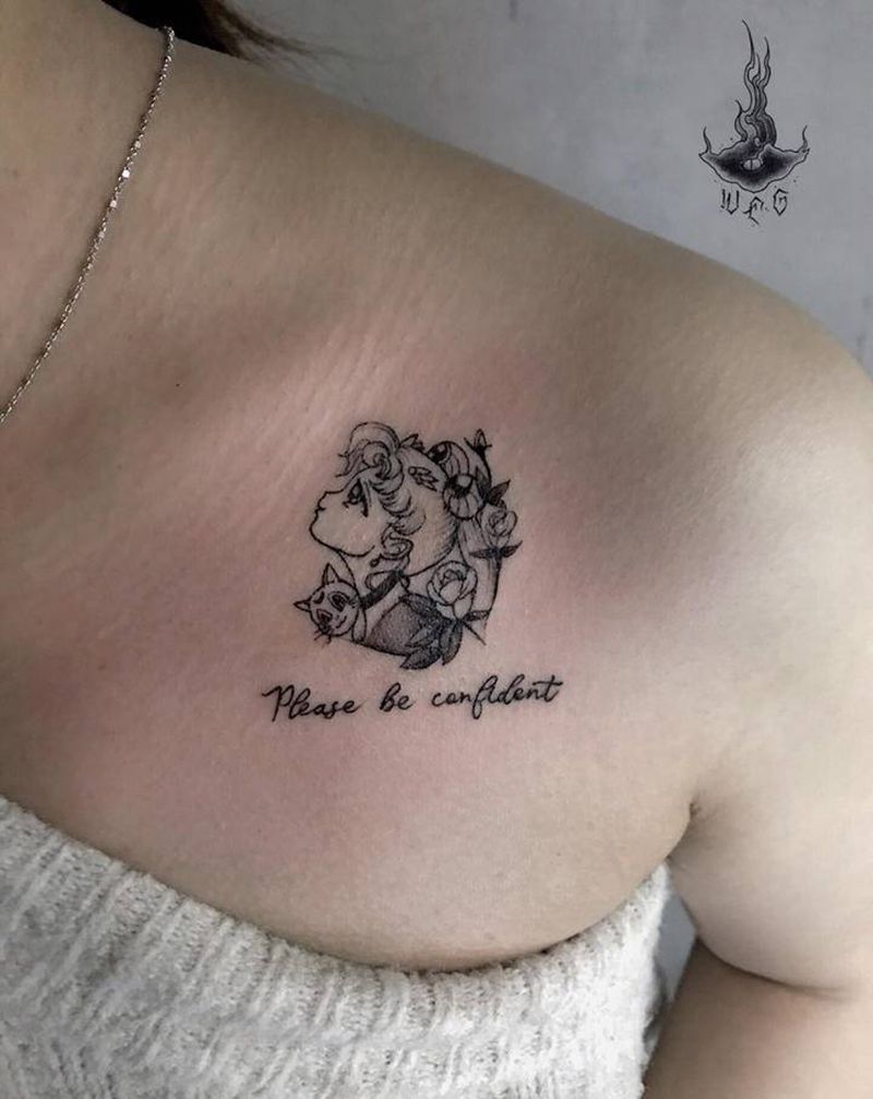 美少女纹身图片_胸部纹身图案