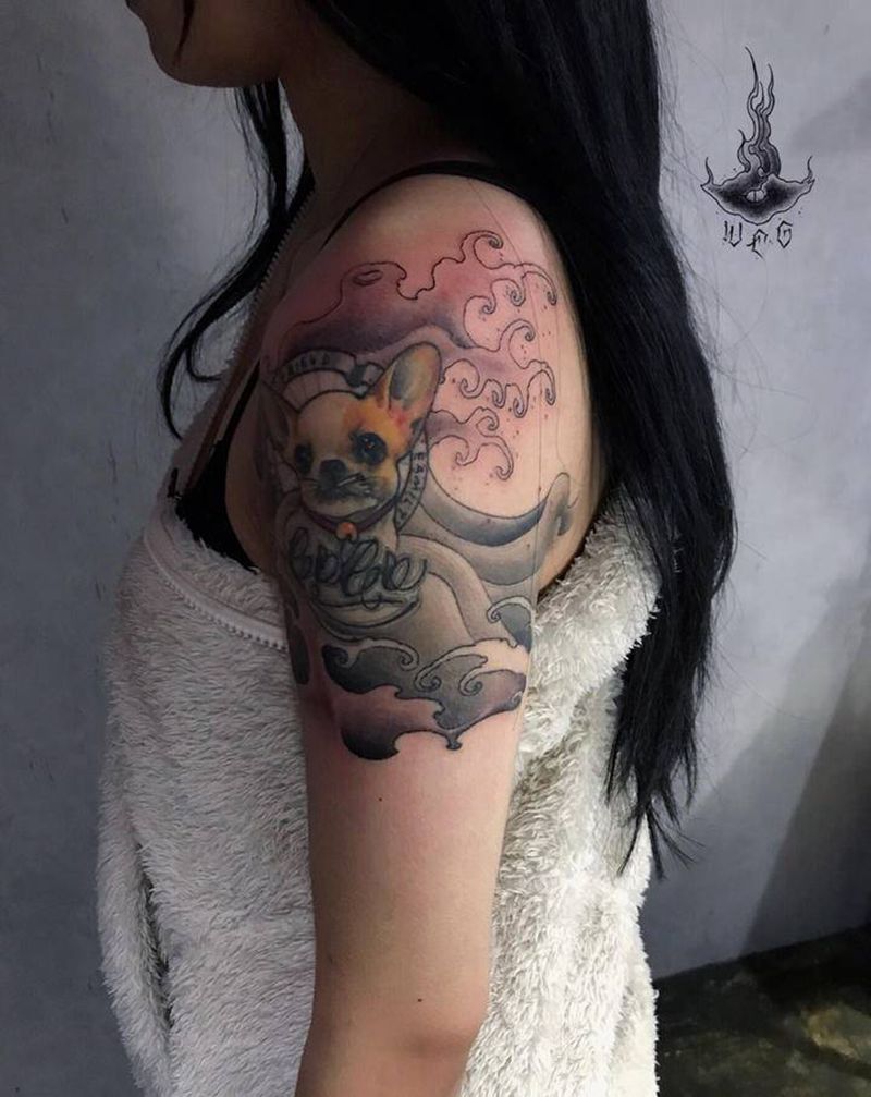 小狗纹身图片_手部纹身图案