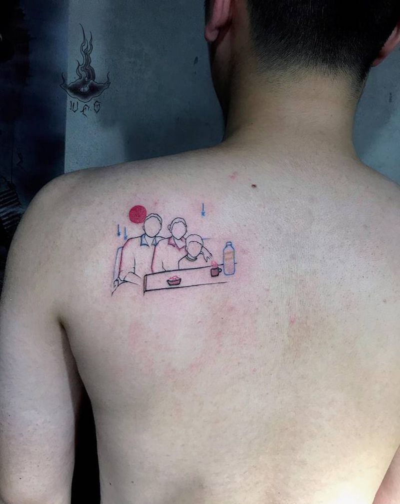 家庭小清新纹身图片_背部纹身图案