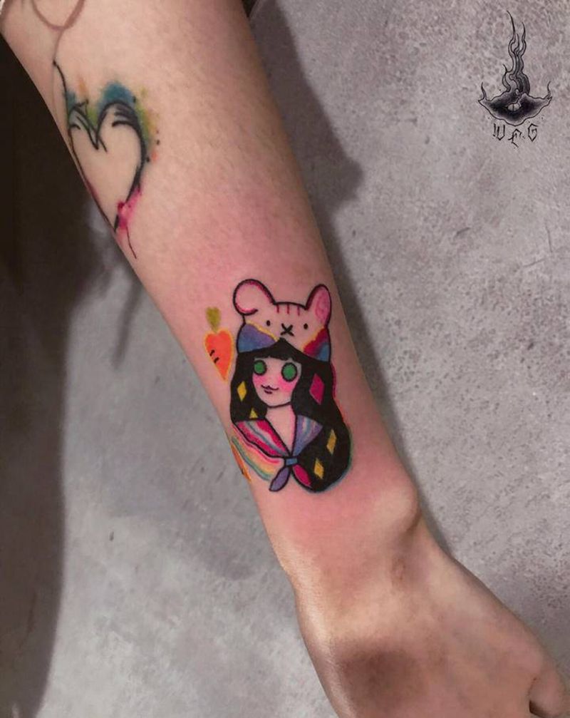 可爱小姑娘纹身图片_手部纹身图案