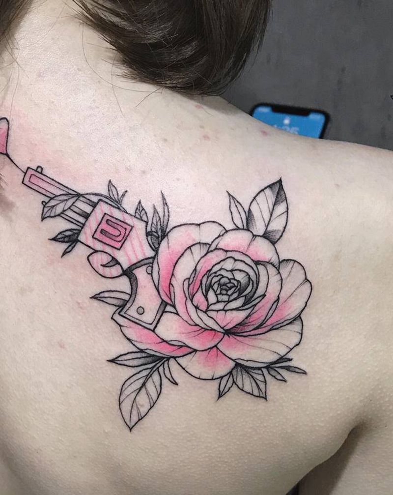 玫瑰纹身图片_肩部纹身图案