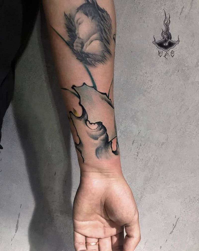 水墨纹身图片_手部纹身图案