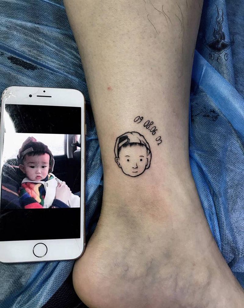 小朋友纹身图片_腿部纹身图案