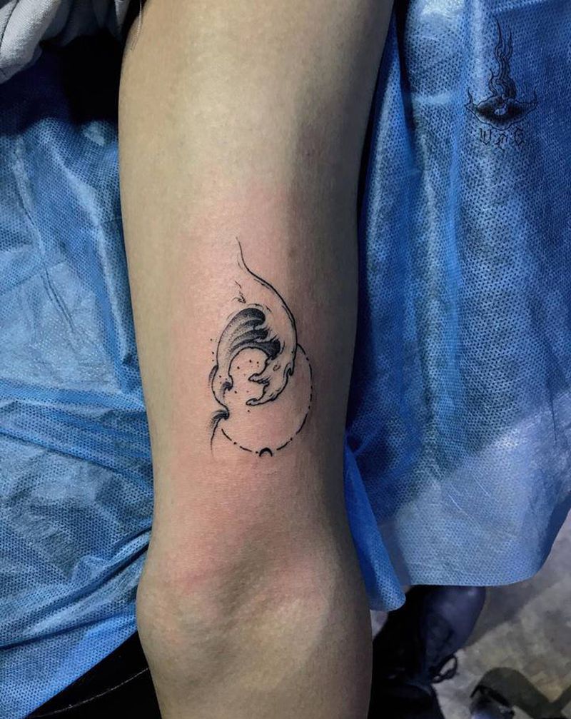 浪纹身图片_手部纹身图案