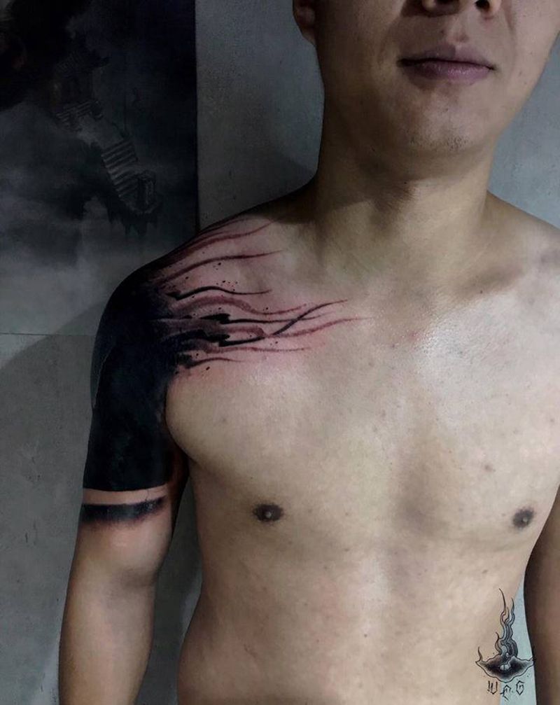 黑臂遮盖纹身图片_手部纹身图案