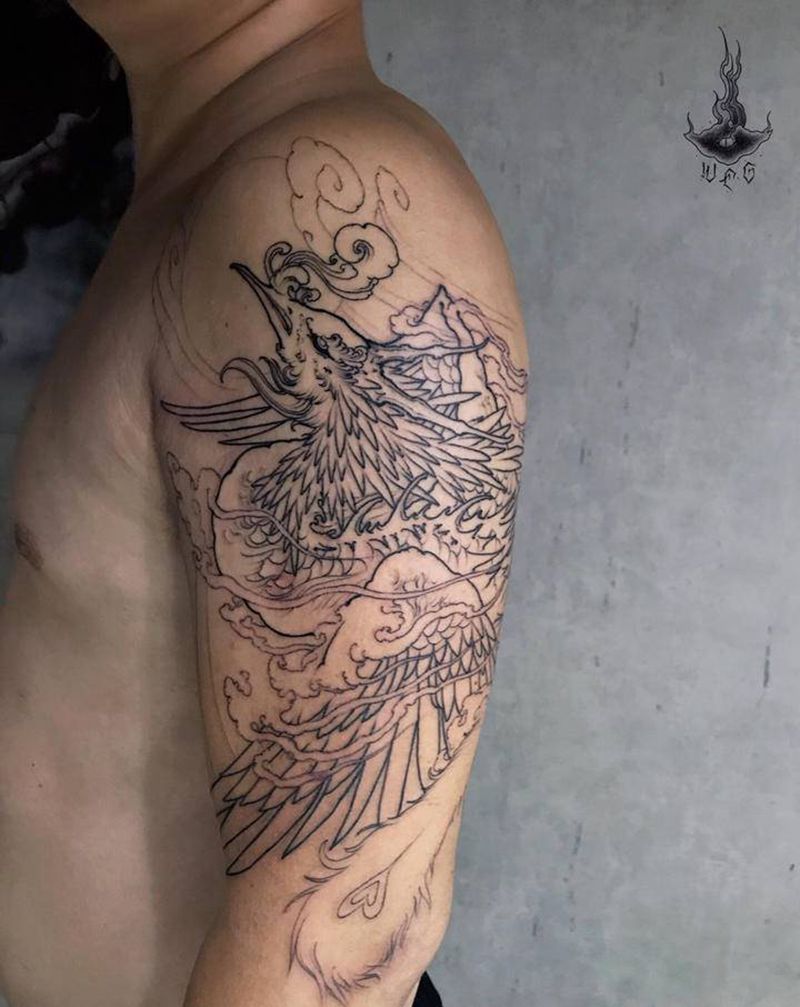 凤凰纹身图片_手部纹身图案