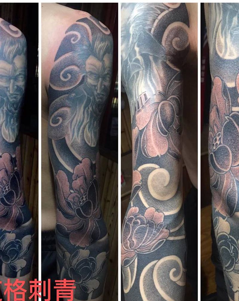 添加7分臂纹身图片_手臂老传统纹身图案