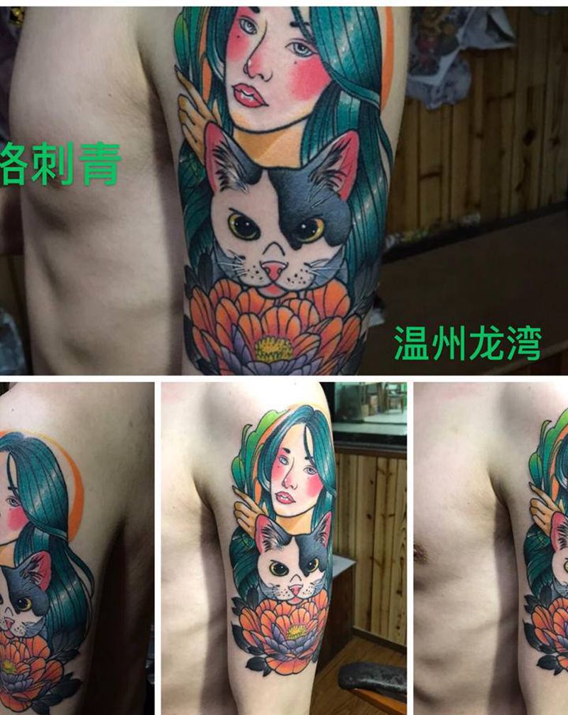 客人的女人纹身图片_手臂New School纹身图案