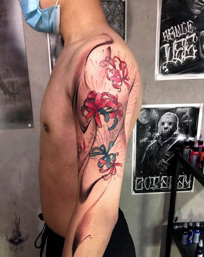 彼岸花开纹身图片_手部纹身图案
