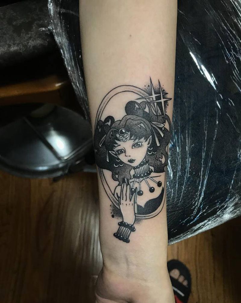 遮盖作品纹身图片_手臂New School点刺纹身图案